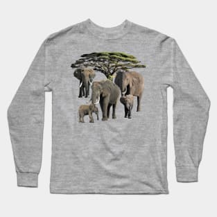 Elephant Mamas with Babies in Africa Long Sleeve T-Shirt